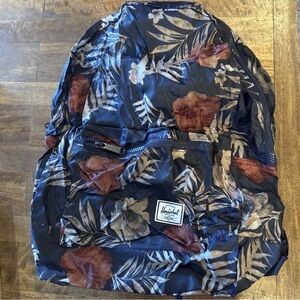 Herschel Tropical Floral Navy Blue Daypack Backpack Packable